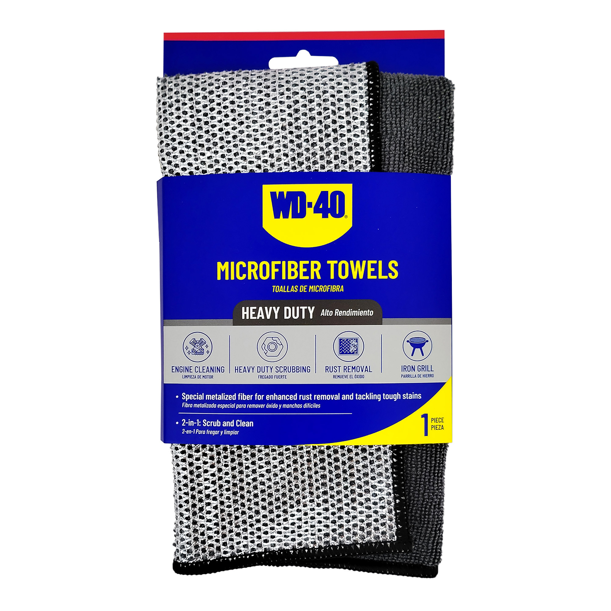 WD-40 Heavy Duty Metalized Microfiber Towel — Gray, 250 GSM, 1 Pack, Model# L40200